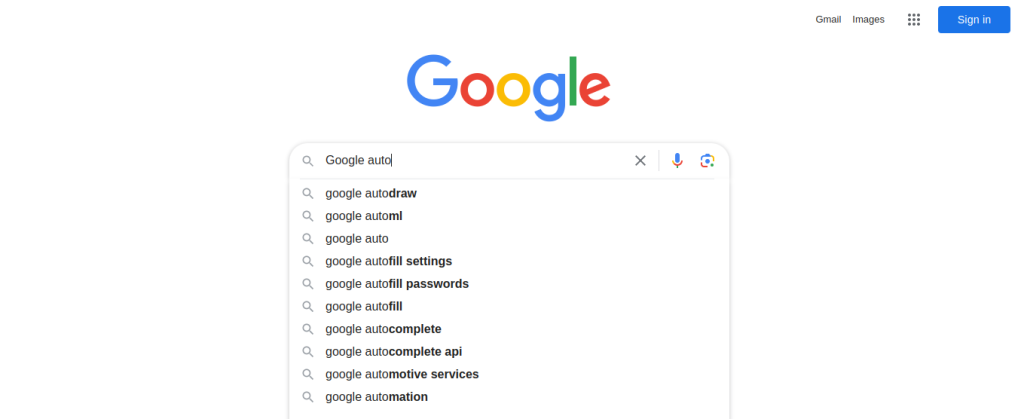 Google autocomplete